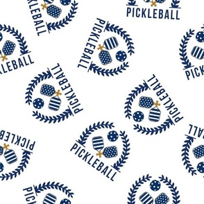 XLARGE Pickleball Wreath fabric - preppy navy and white fabric 12in