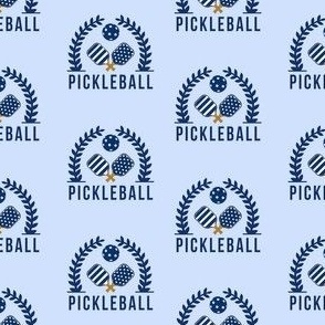 MINI Preppy Pickleball Wreath fabric - light blue pickleball dots and stripes 4in