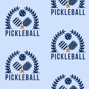 LARGE Preppy Pickleball Wreath fabric - light blue pickleball dots and stripes 10in