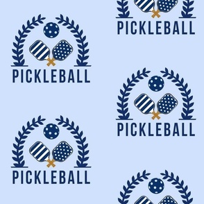 XLARGE Preppy Pickleball Wreath fabric - light blue pickleball dots and stripes 12in