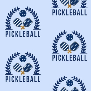 JUMBO Preppy Pickleball Wreath fabric - light blue pickleball dots and stripes