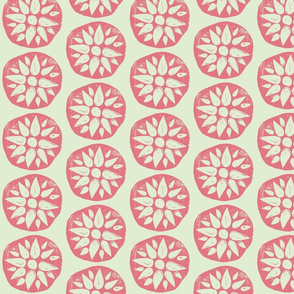 Flower Stamps - Coral/Mint