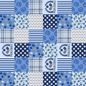 Pickleball 3 inch squares Classic Blue and White Preppy Quilt - hydrangea blue and white rotate