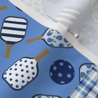 Pickleball 6 inch squares Classic Blue and White Preppy Quilt - hydrangea blue and white rotate