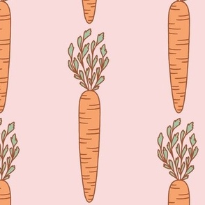 Large Orange Carrots Stripe for Easter on Pink for Kids Clothes and Home Decor