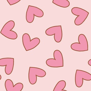 Large Multidirectional Tossed Pink Hearts Blender on Pink for Valentines Day