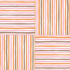 hand drawn lines made into checkers pink brown and off white - large - 12x12