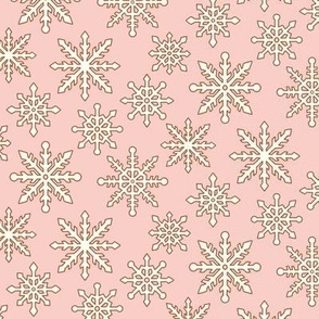 Small Retro White Snowflakes on Pink for Christmas and Holiday Season