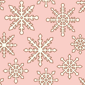 Large Retro White Snowflakes on Pink for Christmas and Holiday Season