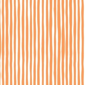Pumpkin Orange hand drawn lines stripes - medium 6x6