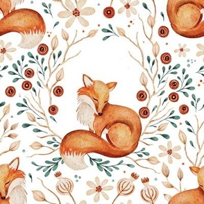 Forest fox floral woodland design.