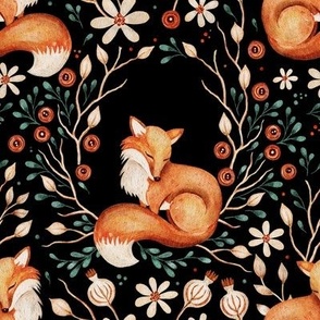 Forest fox floral woodland design.