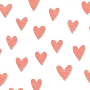 paper hearts - pink paper cutout hearts with a subtle shadow - large - 12x12