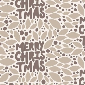 Merry Christmas hand lettering | Small Scale | Medium Brown, Beige Brown, Neutral Cream