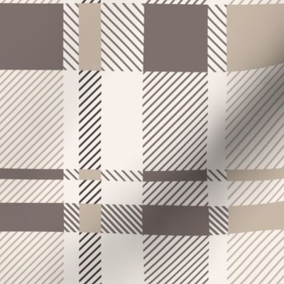 Geometric Plaid | Small Scale | Warm Brown, Light Tan, Cream White | multidirectional cottagecore
