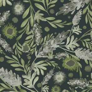 Dark green floral pattern