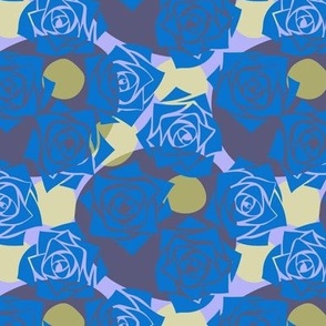 S Modern Abstract Florals – Colorful Lace Rose Wonderland - Cobalt Blue Roses (Bright Blue) on Colorful Polka Dots - Pastel Purple, Bright Yellow (Pastel Yellow), Dark Gray (Black) - Mid Century Modern inspired (MOD) - Modern Vintage - Minimal Floral - Ge