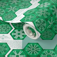 Calligraphic Snowflake napkins in green