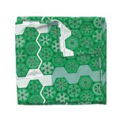 Calligraphic Snowflake napkins in green
