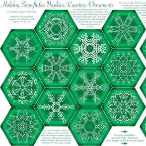 Calligraphic Snowflake napkins in green