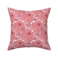 S Modern Abstract Florals – Monochrome Lace Rose Wonderland - Candy Pink Roses with Colorful Pastel Pink Dots (Colorful Polka Dots) on White - Mid Century Modern inspired (MOD) - Modern Vintage - Minimalist Flowers - Geometric Floral
