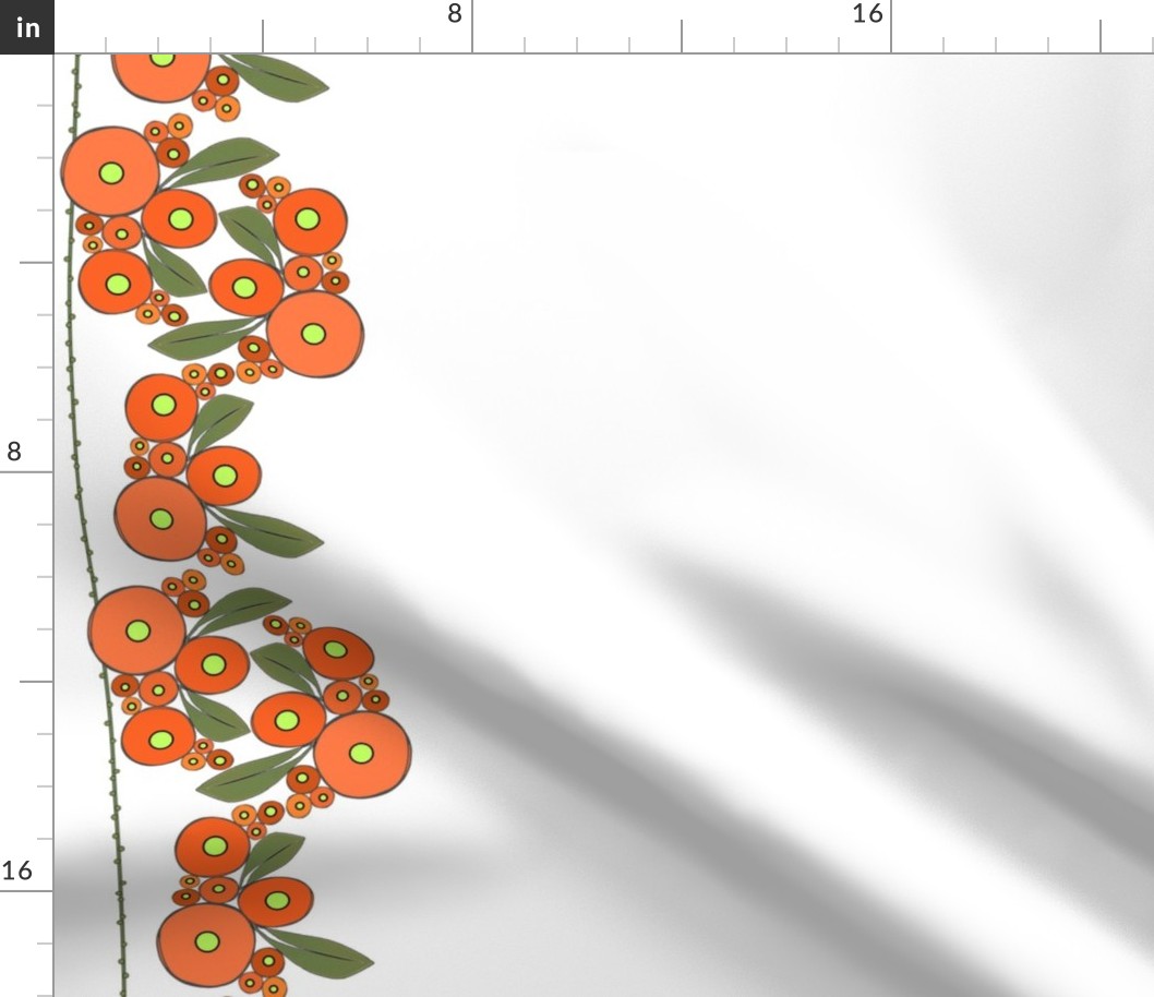 floral flora - border - orange - small
