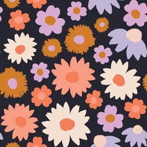 wildflowers at midnight | colorful, moody boho floral print