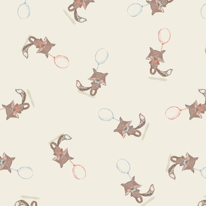 Foxes with Balloons Whimsical Woodland Critter L