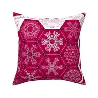 Calligraphic Snowflake napkins in cranberry red