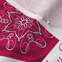 Calligraphic Snowflake napkins in cranberry red