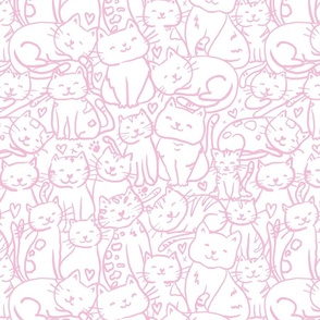 Pink monochrome cat doodle