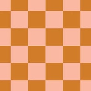 Checkered Daydreams in Sunset, small| burnt orange & peachy pink geometric print
