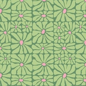 Preppy pink and green floral small scale