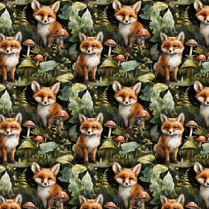 Foxes & Mushrooms in a Forest 