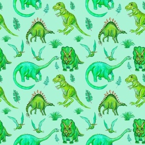 Cool Dinosaur Print in Green Tones