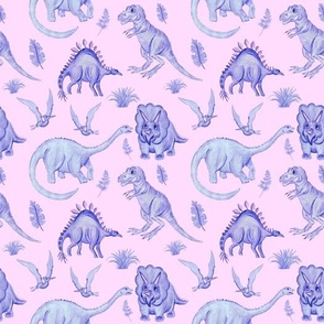 Cool Dinosaur Print in Pink, Purple and Blue