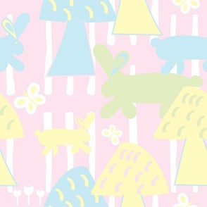 Cute Kids Sheet Sets - Pretty Pastel Bunnies, Butterflies And Mushrooms.