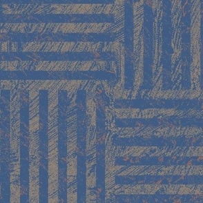 Blue line weave  over tan  and blue hand-painted texture