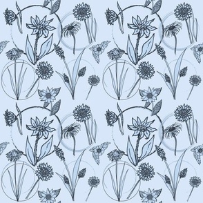 Wildflower Pattern Navy and Pastel Blue
