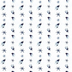 Blue Christmas - "Softly Falling" (Small) - Navy blue winter watercolor pattern by Lindsay Potter Creative