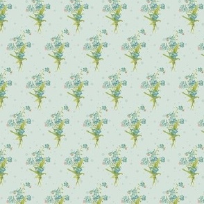 3" Forget Me Not Posies Floral in Aqua by Audrey Jeanne