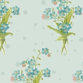 6" Forget Me Not Posies Floral in Aqua by Audrey Jeanne