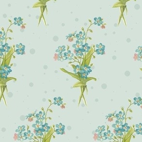 9" Forget Me Not Posies Floral in Aqua by Audrey Jeanne
