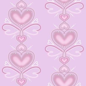 Retro Hearts Symmetrical Design In Pink