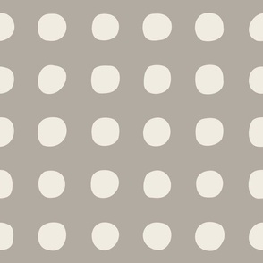 big dots - cloudy silver taupe _ creamy white - hand drawn polka dot
