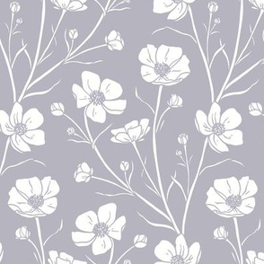 Medium Buttercup Wildflower Floral // Light Lilac Purple Botanical 