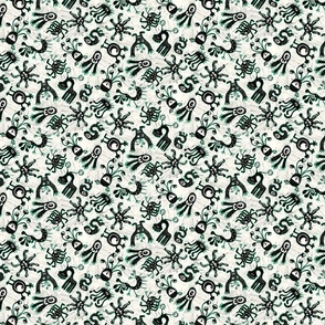 Crayon Creepers - Cute Monster Pattern in Black on Soft White Background (Small)