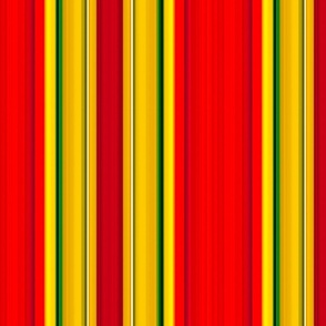 Thick Red Orange and Sunny Yellow  Stripes Highlighted with Thin Green and White Pinstripes 