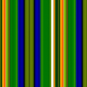 Bold Stripes in Greens and Blues - accented with thinner stipes of bright orange, red, and white