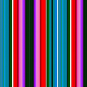 Bold and Bright Sky Blue Stripes - Accented with Red, Green, Purple, Black, and White 